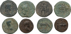 The Roman Empire. Lot of 4 unclassified AE denominations of Provincial coinage. About VF:Good F.