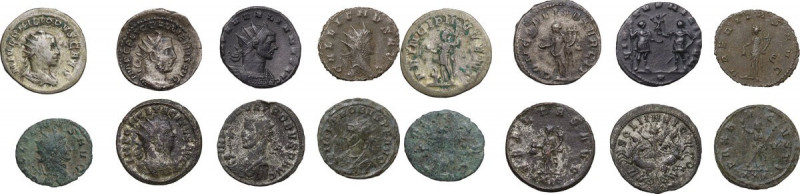 The Roman Empire. Lot of 8 unclassified AR (3), BI (2) and AE (3) Antoniniani; i...