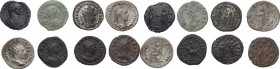 The Roman Empire. Lot of 8 BI (4) and AE (4) Antoniniani; including: Probus, Aurelian, Maximian, Philip I, Gallienus. Good VF:VF:About VF.