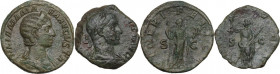 The Roman Empire. lot of two (2) AE roman imperial coins, including(1) sestertius of Julia Mamea and (1) As of Alexander Severus. AE. About VF/VF.