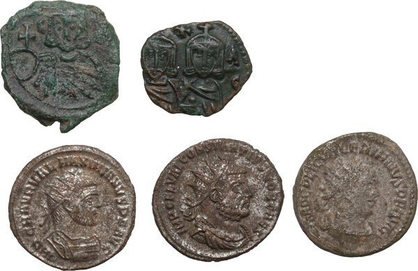 The Roman and Byzantine Empire. Lot of 5 AE Denominations; including: Maximian, ...