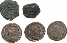 The Roman and Byzantine Empire. Lot of 5 AE Denominations; including: Maximian, constantius Chlorus and Valerian. VF:About VF.