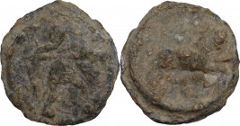 Leads from Ancient World. PB Tessera, 1st-3rd centuries AD. Rostowzew 583; Ficoroni 23, 18. PB. 3.90 g. 15.00 mm. VF.