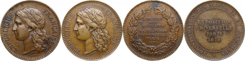 France. Republic. Couple of AE medal 1878 for the Exposition Universelle in Pari...