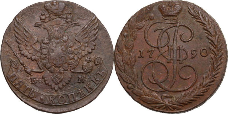 Russia. Catherine II 'the Great' (1762-1796). AE 5 Kopeks 1790 EM. Bit. 644. AE....