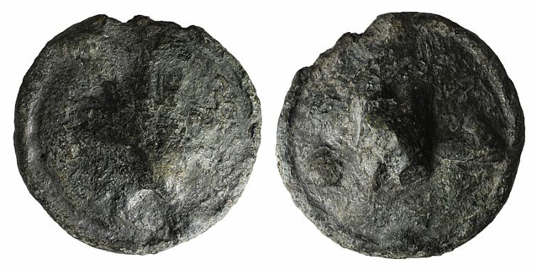 Northern Apulia, Luceria, c. 220 BC. Cast Æ Biunx (26mm, 18.76g). Scallop shell....
