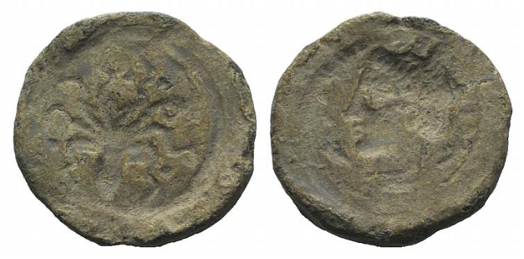 Sicily, Syracuse, 5th century BC. PB Seal (21mm, 5.96g, 12h). Incuse head of Are...