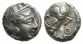 Attica, Athens, c. 454-404 BC. AR Tetradrachm (21mm, 17.02g, 9h). Eastern imitation. Helmeted head of Athena r. R/ Owl standing r., head facing; olive...