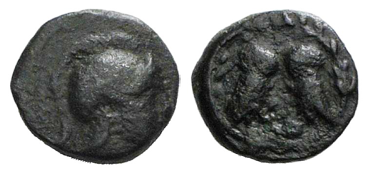 Attica, Athens, c. 322/17-307 BC. Æ (14mm, 2.72g, 6h). Helmeted head of Athena r...