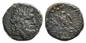 Pontos, Amisos, time of Mithradates VI, c. 85-65 BC. Æ (19mm, 8.44g, 12h). Laureate head of Zeus r. R/ Eagle standing l., head r., on thunderbolt; mon...