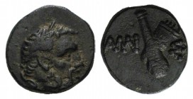 Pontos, Amisos, time of Mithradates VI, c. 85-65 BC. Æ (11mm, 1.60g, 11h). Laureate head of Herakles r. R/ Club and quiver crossed. HGC 7, 257. VF