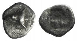 Mysia, Kyzikos, c. 500 BC. AR Hemiobol (8mm, 0.44g). Head of tunny r. R/ Quadripartite incuse square. Von Fritze II 2; SNG BnF 356; SNG von Aulock 732...
