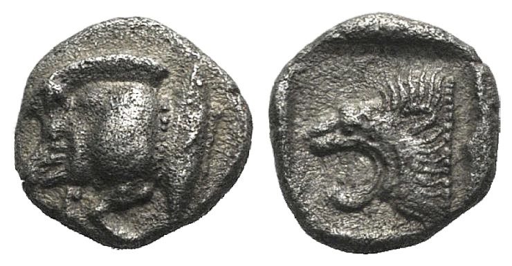 Mysia, Kyzikos, c. 450-400 BC. AR Diobol (10mm, 1.24g, 2h). Forepart of boar l.;...