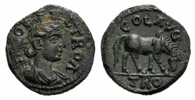 Troas, Alexandria. Pseudo-autonomous issue, c. mid 3rd century AD. Æ (21mm, 6.02g, 12h). Turreted and draped bust of Tyche r., with vexillum over shou...