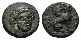 Troas, Gergis, c. 350-300 BC. Æ (10mm, 1.39g, 12h). Head of Sibyl Herophile facing slightly r., wearing laurel wreath and necklace. R/ Sphinx seated r...