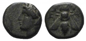 Ionia, Ephesos, c. 375 BC. Æ (9mm, 1.33g, 12h). Female head l. R/ Bee. SNG Copenhagen 256; SNG von Aulock 1839. Green patina, near VF