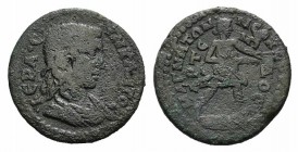 Ionia, Magnesia ad Maeandrum. Pseudo-autonomous issue, 3rd century AD. Æ (26mm, 8.33g, 6h). Draped bust of youthful Senate r. R/ Leukippos standing r....