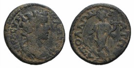 Caria, Apollonia Salbake, 2nd-3rd century AD. Æ (24mm, 6.78g, 12h). IEPACYNKΛHTOC, Draped bust of Senate r. R/ AΠOΛΛΩNIATΩN, Tyche standing l., holdin...