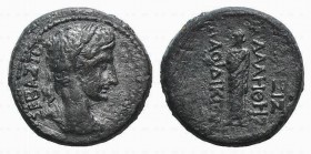 Augustus (27 BC-AD 14). Phrygia, Laodicea ad Lycum. Æ (18mm, 4.91g, 12h). Zeuxis Philalethes, magistrate, c. 15 BC(?). Laureate head r.; lituus before...