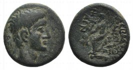 Augustus (27 BC-AD 14). Phrygia, Sebaste. Æ (18mm, 4.60g, 12h). Sosthenes, magistrate. Bare head r. R/ Zeus seated l., holding eagle and sceptre. RPC ...