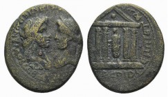 Tiberius and Julia Augusta (Livia, AD 14-37). Ionia, Smyrna. Æ (22mm, 4.92g, 12h). P. Petronius, proconsul, and Hieronymus, strategos, AD 29-35. Diade...