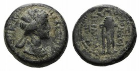 Agrippina Junior (Augusta, 50-59). Phrygia, Hierapolis. Æ (16mm, 4.43g, 1h). Ti. Dionysios, magistrate. AΓPIΠEINA ΣEBAΣTH, Draped bust r. R/ IEPAΠOΛEI...