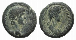 Nero with Agrippina Junior (54-68). Lydia, Thyatira. Æ (19mm, 5.83g, 12h). Bare head of Nero r. R/ Draped bust of Agrippina r. RPC I -; RPC I Suppl. -...