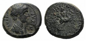 Nero (54-68). Phrygia, Hierapolis. Æ (20mm, 7.09g, 12h). Magutes, neoteros. Bareheaded and draped bust r.; c/m: radiate head r. within incuse circle. ...