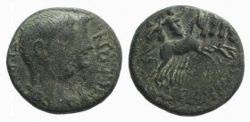 Nero with Agrippina Junior (54-68). Phoenicia, Orthosia. Æ (17mm, 5.23g, 11h). Jugate draped busts of Nero and Agrippina r. R/ Hades and Persephone in...