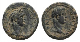 Titus and Domitian (Caesares, 69-81). Mysia, Germe. Æ (17mm, 2.90g, 12h). Laureate head of Titus r. R/ Laureate head of Domitian r. RPC II 931. Green ...