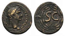 Trajan (98-117). Seleucis and Pieria, Antioch. Æ (31mm, 15.38g, 12h). Laureate head r. R/ Large SC; I below; all within laurel wreath. McAlee 487j; RP...