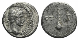 Hadrian (117-138). Cappadocia, Caesarea-Eusebia. AR Hemidrachm (13mm, 1.96g, 12h), year 4 (120/1). Laureate bust r., slight drapery. R/ Inverted club....