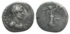 Hadrian (117-138). Cappadocia, Caesarea-Eusebia. AR Hemidrachm (13mm, 1.40g, 12h), year 4 (120/1). Laureate, draped and cuirassed bust r. R/ Victory a...