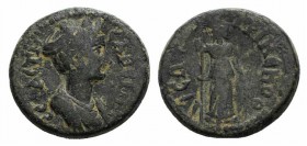 Sabina (Augusta, 128-136/7). Phrygia, Grimenothyrae. Æ (20mm, 5.28g, 6h). Draped bust r. R/ Athena standing r., holding sceptre and shield. RPC III 24...