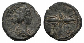 Faustina Junior (Augusta, 147-175). Cilicia, Olba. Æ (23mm, 7.77g, 6h). Diademed and draped bust r. R/ Winged thunderbolt. SNG BnF -; SNG Levante 657....