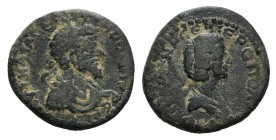 Septimius Severus and Julia Domna (193-211). Cilicia, Hierapolis-Castabala. Æ (26mm, 9.36g, 6h). Laureate head of Septimius r. R/ Draped bust of Julia...