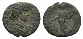 Caracalla (198-217). Pisidia, Antioch. Æ (22mm, 5.16g, 6h). Laureate, draped and cuirassed bust r. R/ Tyche of Antioch standing l., holding branch and...