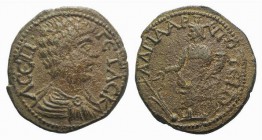 Geta (Caesar, 198-209). Phrygia, Hadrianopolis-Sebaste. Æ (23mm, 5.98g, 6h). Bare-headed, draped and cuirassed bust r. R/ Tyche standing l., holding r...
