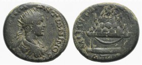 Elagabalus (218-222). Cappadocia, Caesarea. Æ (27mm, 11.36g, 12h), year 2 (218/9). Radiate, draped and cuirassed bust r. R/ Mt. Argaeus set upon altar...