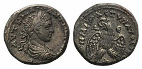 Elagabalus (218-222). Seleucis and Pieria, Antioch. AR Tetradrachm (25mm, 13.48g, 12h). AD 219. Laureate, draped and cuirassed bust r. R/ Eagle standi...