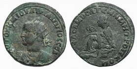 Philip II (247-249). Commagene, Samosata. Æ (32mm, 22.91g, 11h). Radiate and cuirassed bust l. R/ Tyche seated l. on rocks, with eagle perched on her ...