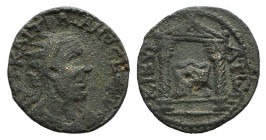 Trajan Decius (249-251). Phrygia, Cibyra. Æ (24mm, 7.16g, 6h). Radiate, draped and cuirassed bust r. R/ Temple with two columns enclosing the basket o...
