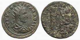 Trebonianus Gallus (251-253). Cilicia, Augusta. Æ (32mm, 21.21g, 6h). Radiate, draped and cuirassed bust r. R/ Turreted and veiled Tyche seated on roc...