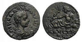 Valerian I (253-260). Ionia, Ephesus. Æ (20mm, 3.36g, 6h). ΛIK CAΛ OYAΛEPIANO, Laureate, draped and cuirassed bust r. R/ EΦECIΩN KAYCTΩC, River-god re...