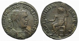 Valerian I (253-260). Cilicia, Adana. Æ (29mm, 9.91g, 12h). Laureate and cuirassed bust r. R/ Zeus seated l. on chair, holding patera and sceptre. SNG...