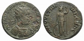 Valerian I (253-260). Cilicia, Augusta. Æ (30mm, 14.70g, 6h), year 234 (253/4). Radiate and cuirassed bust r. R/ Athena standing l., resting hand on g...