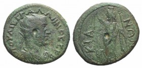 Gallienus (253-268). Bithynia, Cius. Æ (25mm, 6.80g, 1h). Radiate, draped and cuirassed bust r. R/ Serapis standing l., holding sceptre and raising wr...