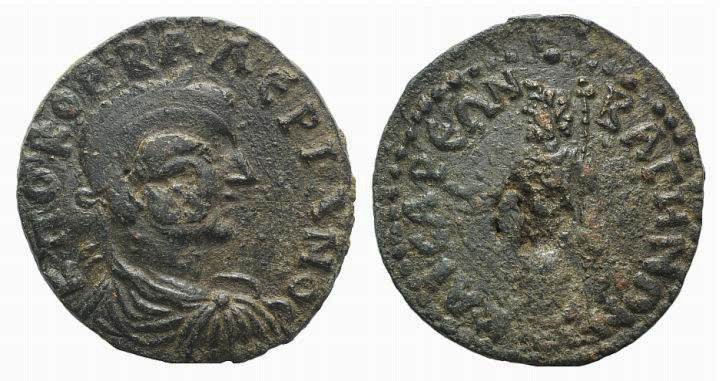 Valerian II (Caesar, 256-258). Lydia, Bagis. Æ (24mm, 7.26g, 6h). Laureate, drap...