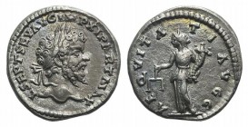 Septimius Severus (193-211). AR Denarius (17mm, 3.16g, 12h). Rome, 198-200. Laureate head r. R/ Aequitas standing holding scales and cornucopiae. RIC ...