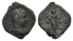 Trebonianus Gallus (251-253). Æ Sestertius (31mm, 20.45g, 6h). Rome, 251-2. Laureate, draped and cuirassed bust r. R/ Pietas standing l., raising hand...